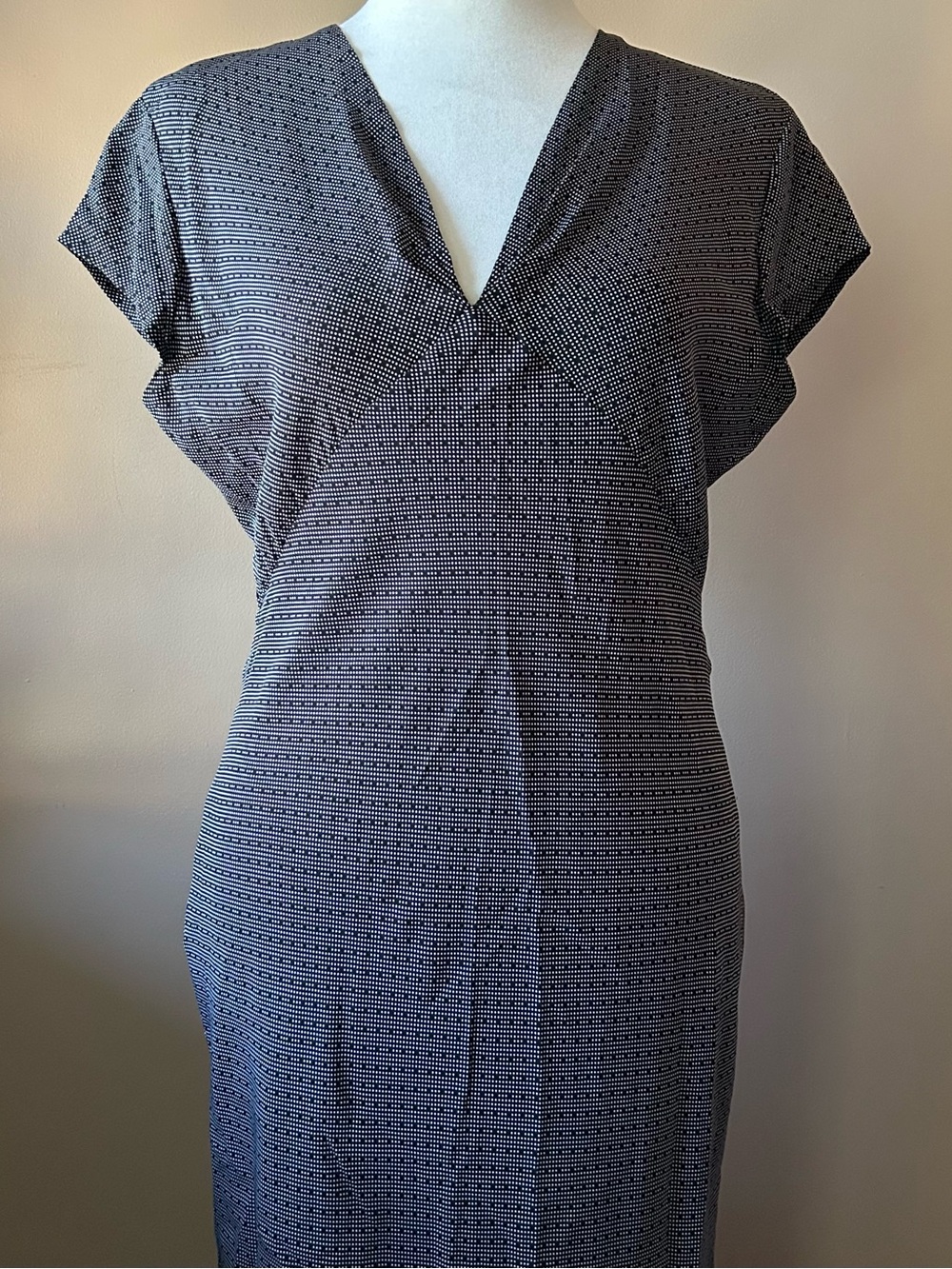 Vintage Casual Corner Polka Dot Silk Midi Dress